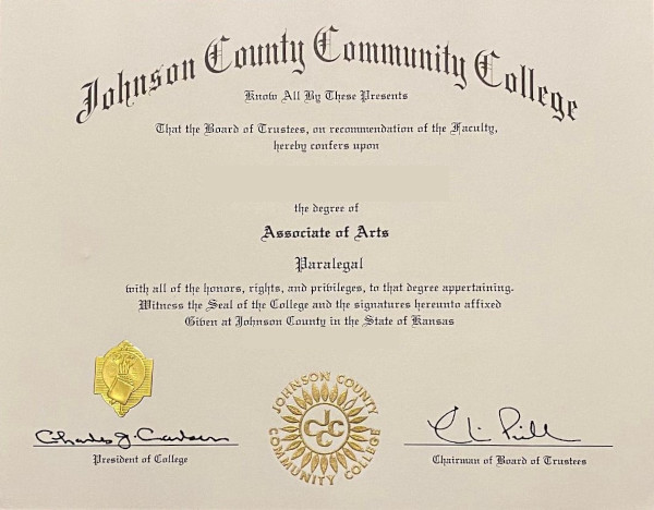 Associate of Arts Degree from Johnson County Community College